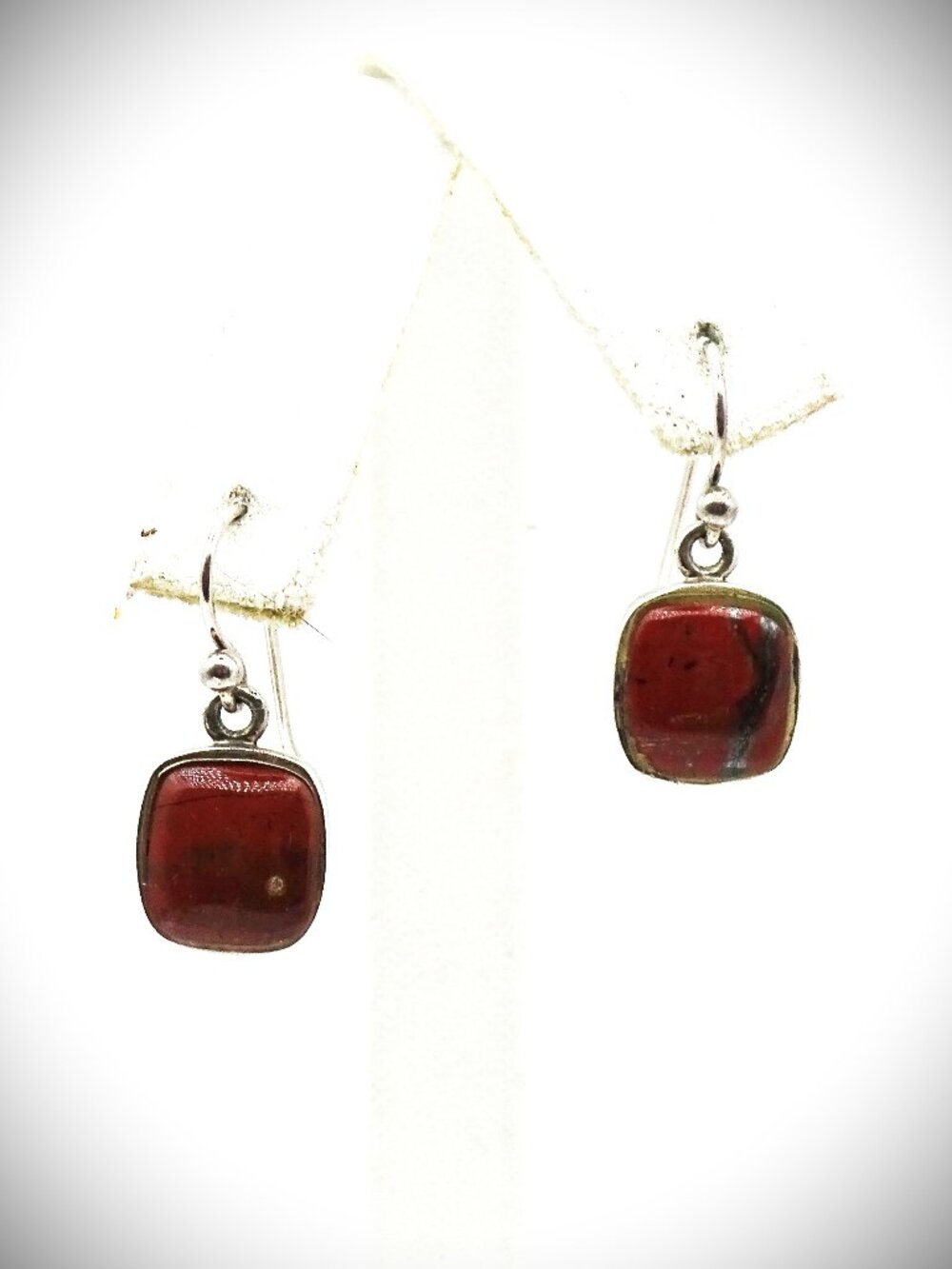 BARSE STUDIO Sterling Silver Red Jasper Cabochons Dangle Earrings